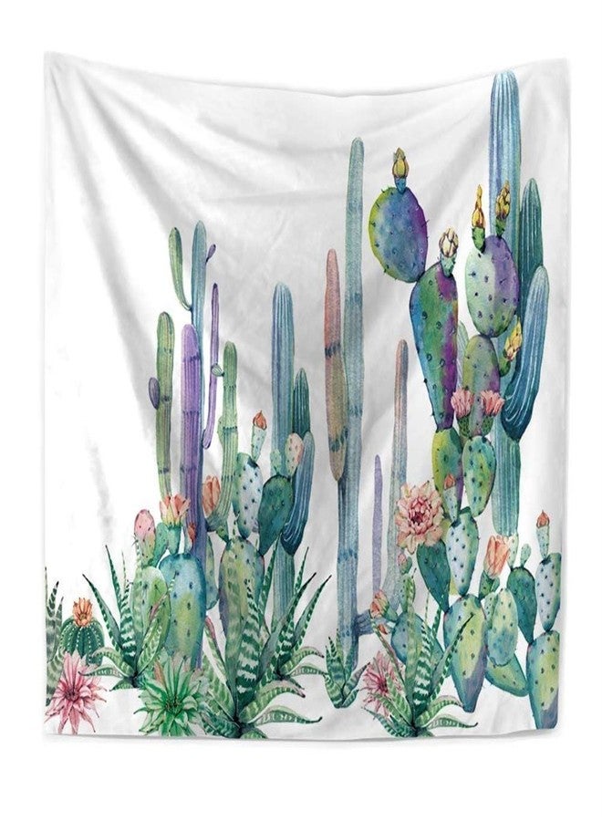 Ruibo Cactus Decor Tapestry Wall Hanging/Watercolor Printed Bedroom Living Room Dorm Wall Hanging Tapestry Beach Throw/Table Runner/Cloth(RB-C-1)(W:59" H:51") - Image 1